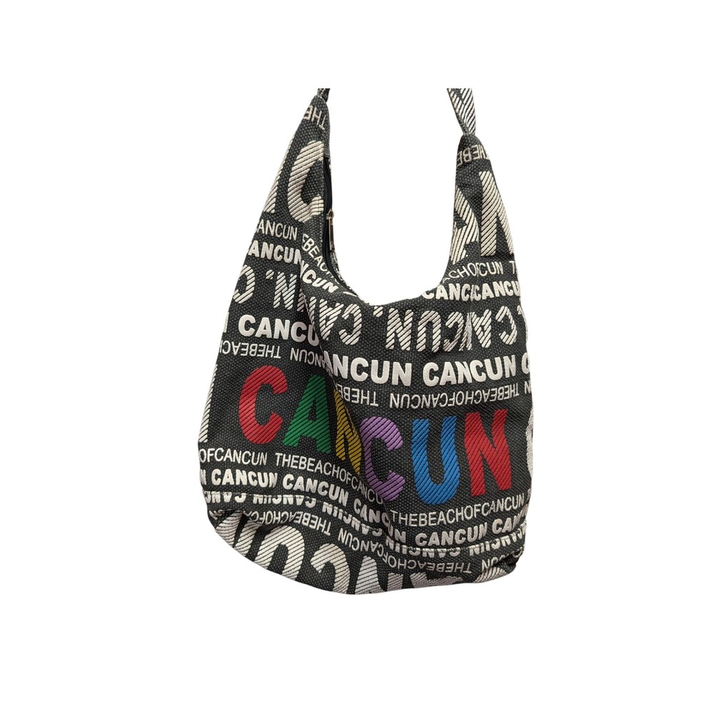 Robin Ruth Cancun Hobo Bag Womens Large Black Multi Excellent Canvas Souvenir